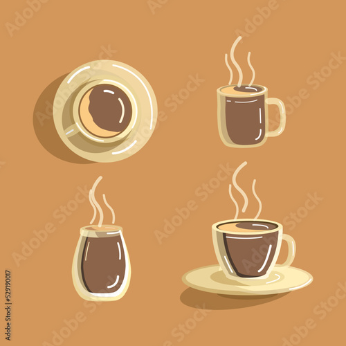 Hot coffee drink collection illustration