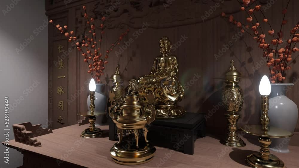home temple interior 3d render illustration home temple interior 3d render illustration