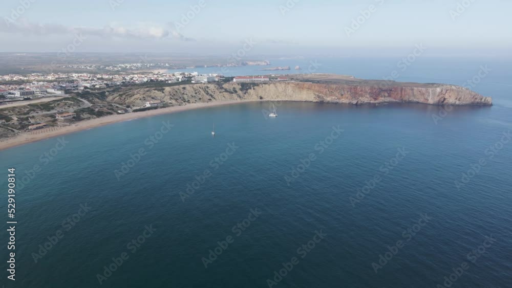 Aerial view of the coastline in Sagres, Algarve region, Portugal. Aerial view of the coastline in Sagres, Algarve region, Portugal.
