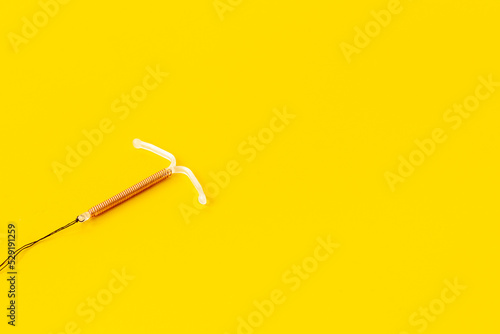 Intrauterine contraceptive device closeup. Birth control contraception concept