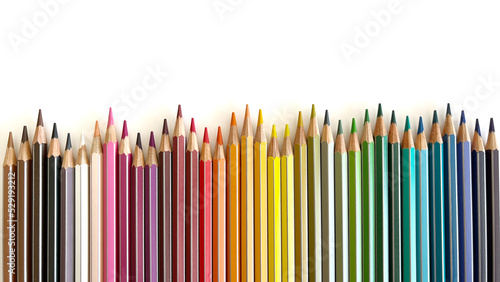 Colored pencils isolated on white background.  First floor.