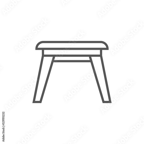 Wooden stool icon in linear style. Joinery workshop product and equipment, sawmill element, woodwork tool vector illustration.