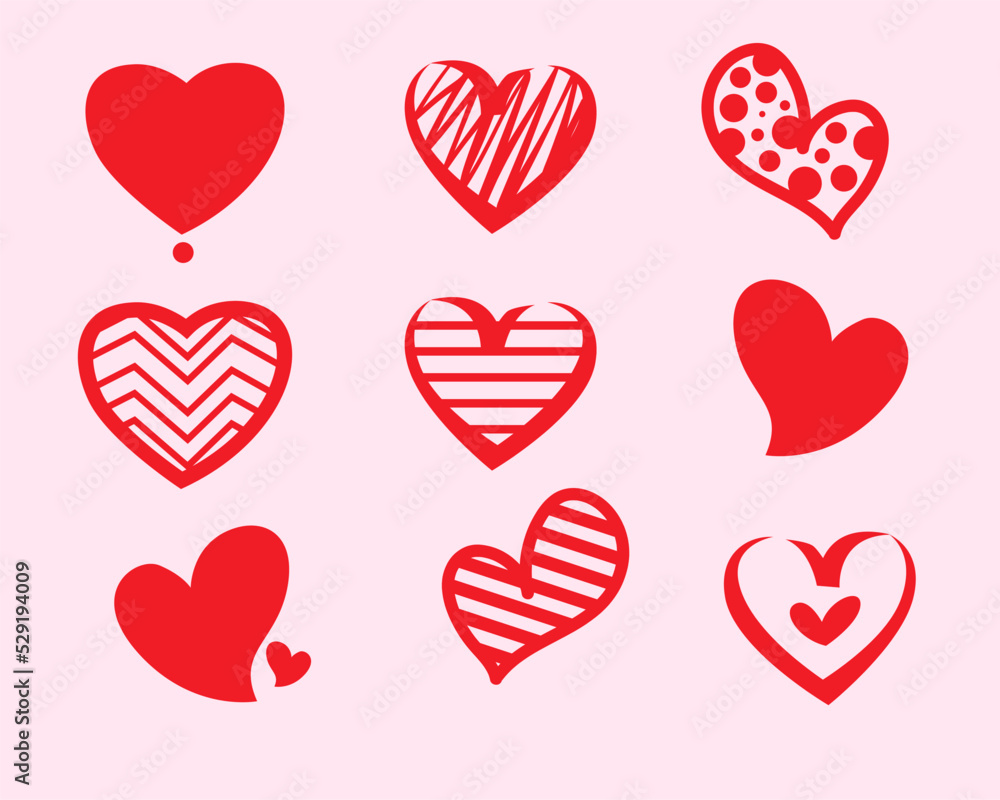 Vector hearts set. Hand drawn. Vector hearts set. Hand drawn.