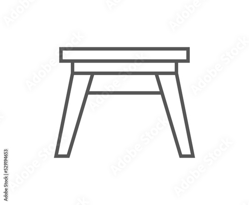 Wooden stool isolated icon in linear style. Kitchen furniture element, house interior decoration vector illustration.
