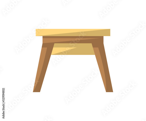 Wooden stool isolated icon in flat style. Kitchen furniture element, house interior decoration vector illustration.