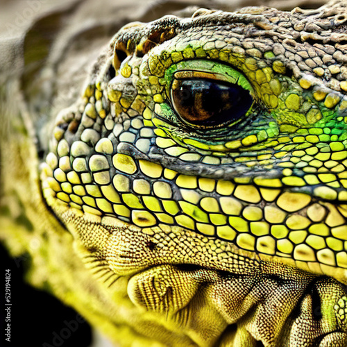 Closeup photograph of an iguana s eye