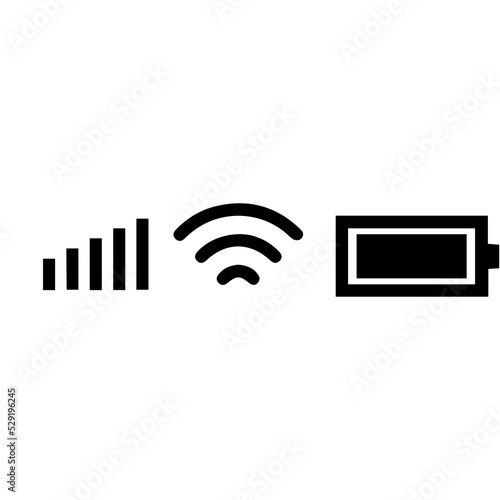 Set of three icons. Internet, Wi-fi, battery photo