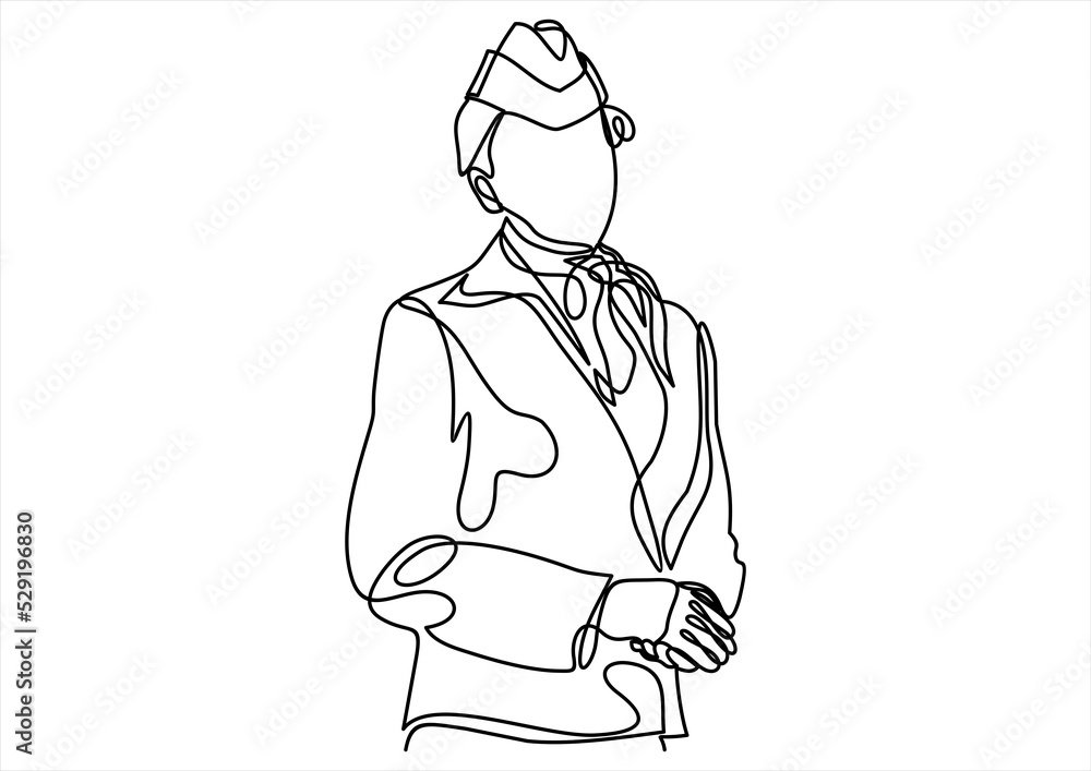 stewardess woman-continuous line drawing stewardess woman-continuous line drawing