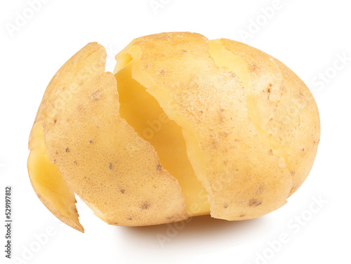 peeled potato isolated on white. the entire image in sharpness. photo