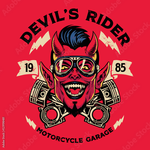 Vintage Shirt design of Devil Motorcycle rider