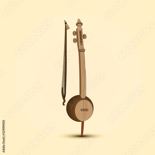 Kabak kemane, one of the Turkish folk music instruments. Vector illustration. photo