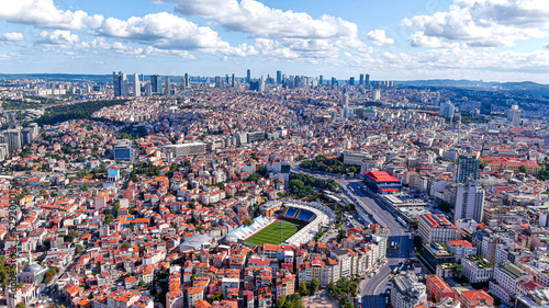 Istanbul Cityscape Aerial Photo Kasimpasa Stadium in Taksim Beyoglu Turkey 6K photo