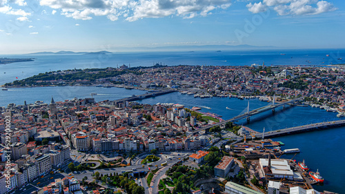 Photography Aerial view of historic district and old city of Istanbul, Turkey