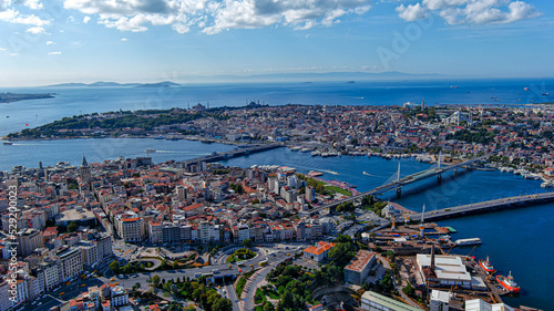 Aerial view of historic district and old city of Istanbul, Turkey photo