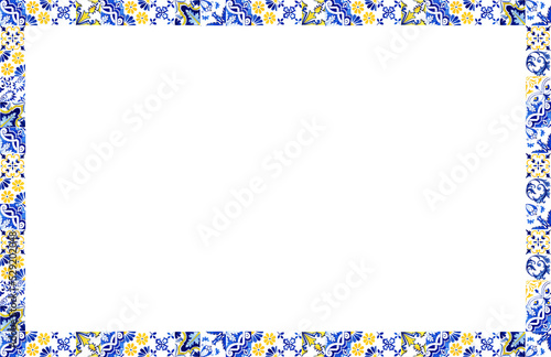 Rectangle Portuguese Azulejos Tile Frame Border