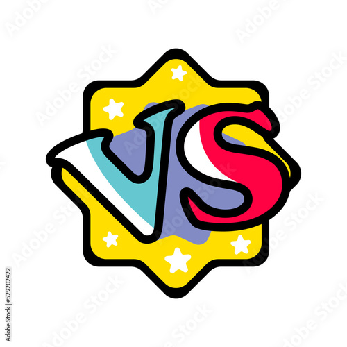 VS versus mark in cartoon style. Fight opposition symbol, VS bright colorful element vector illustration