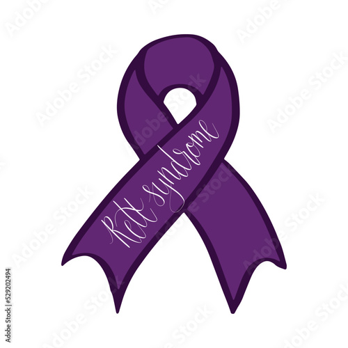 Rett Syndrome Awareness Month October handwritten lettering and purple support ribbon. Web banner vector template