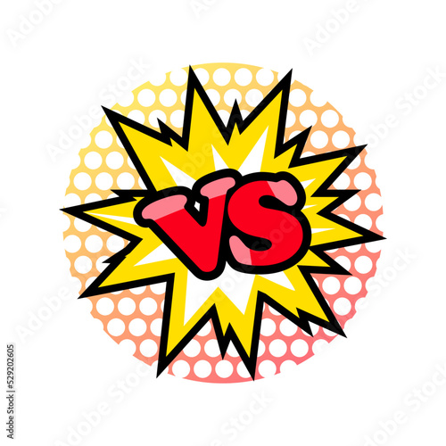 Versus fight emblem in cartoon style. Fight opposition symbol, VS bright colorful element vector illustration