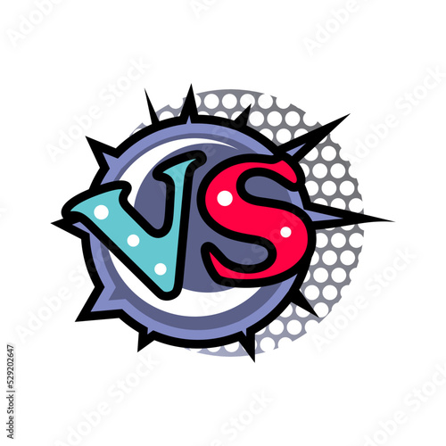 Versus logo in cartoon style. Fight opposition symbol, VS bright colorful element vector illustration