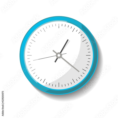 Round modern office wall clock icon. Analog chronometer isolated vector illustration in flat style.