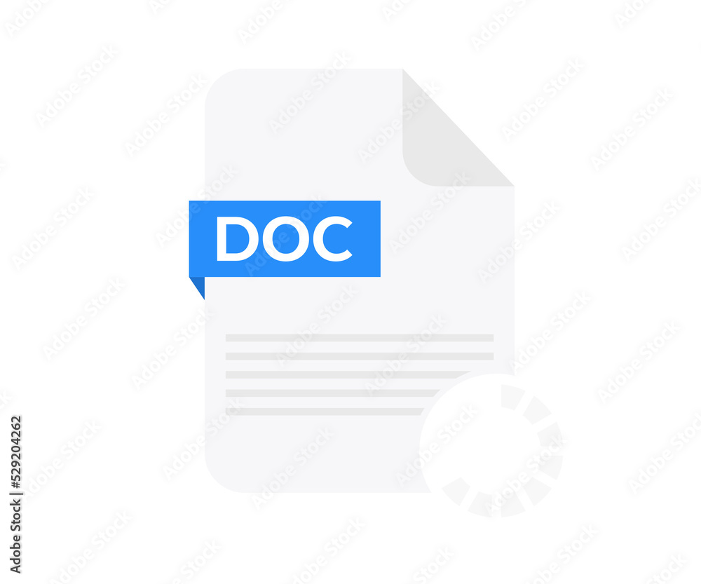 DOC file. DOC files document concept, format flat design.
DOC file. DOC files document concept, format flat design.