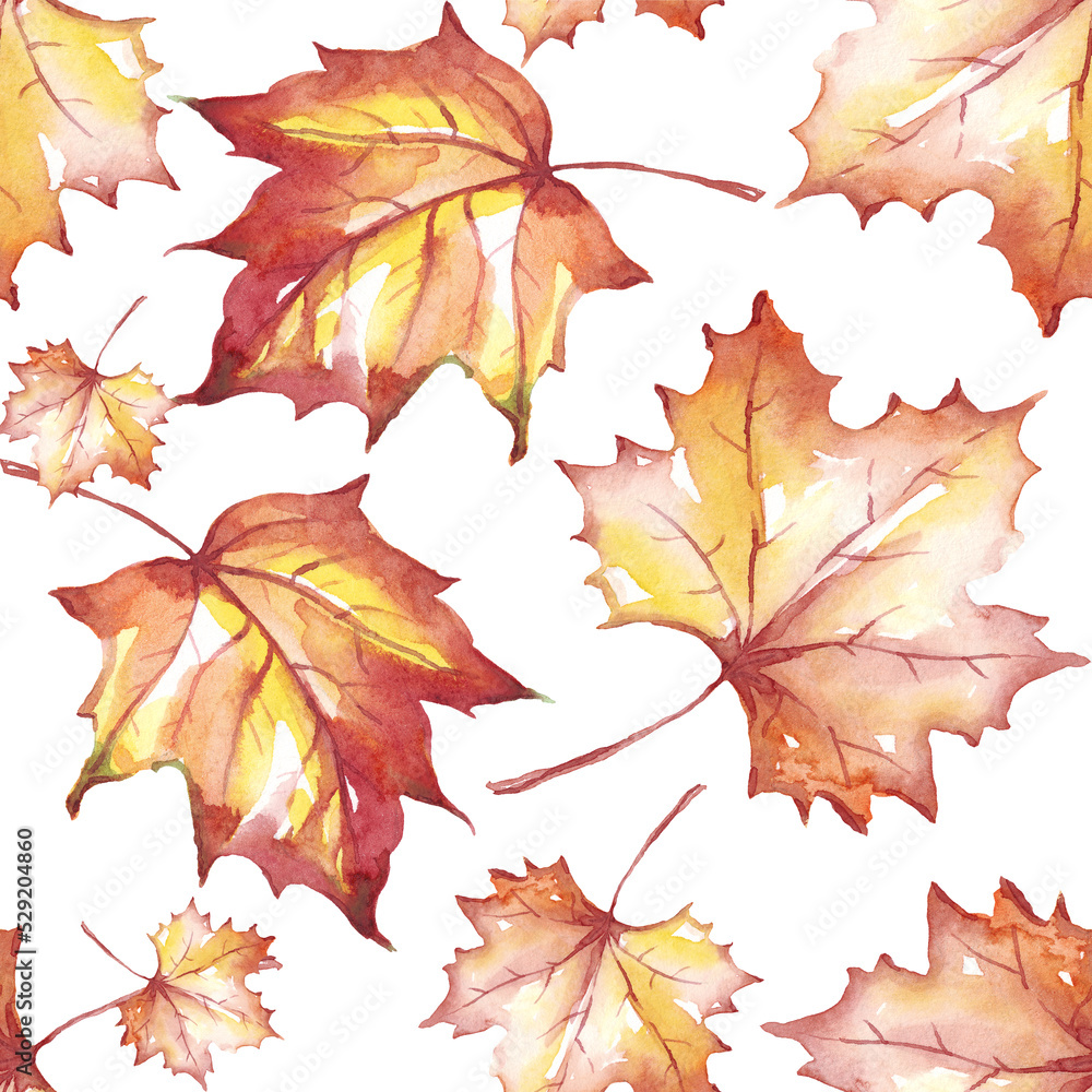 Obraz premium Fall leaves seamless pattern