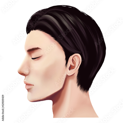目を閉じた男性の横顔イラスト　ラスター素材