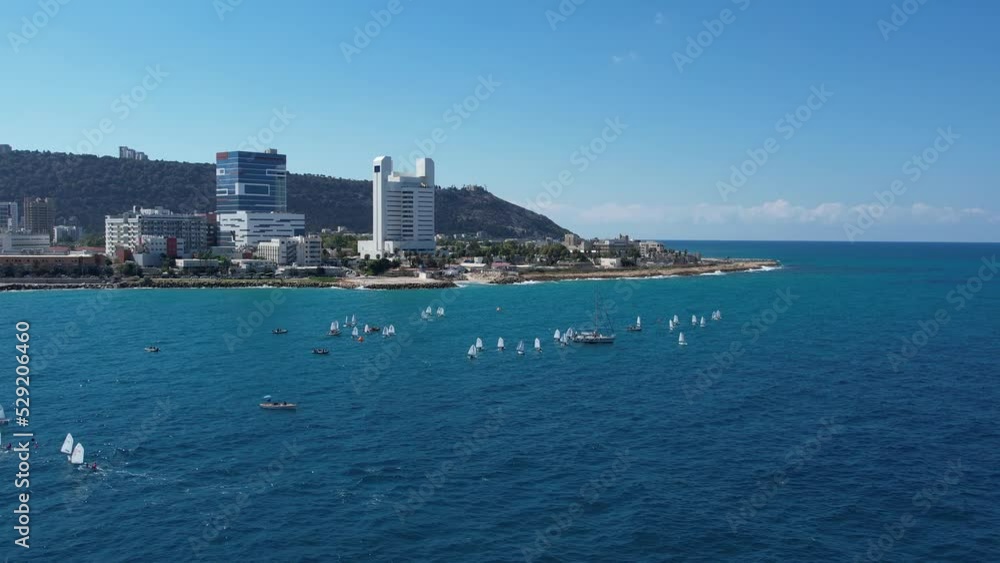 Haifa coastline. POV from the sea to Haifa Bay. Haifa coastline. POV from the sea to Haifa Bay.
