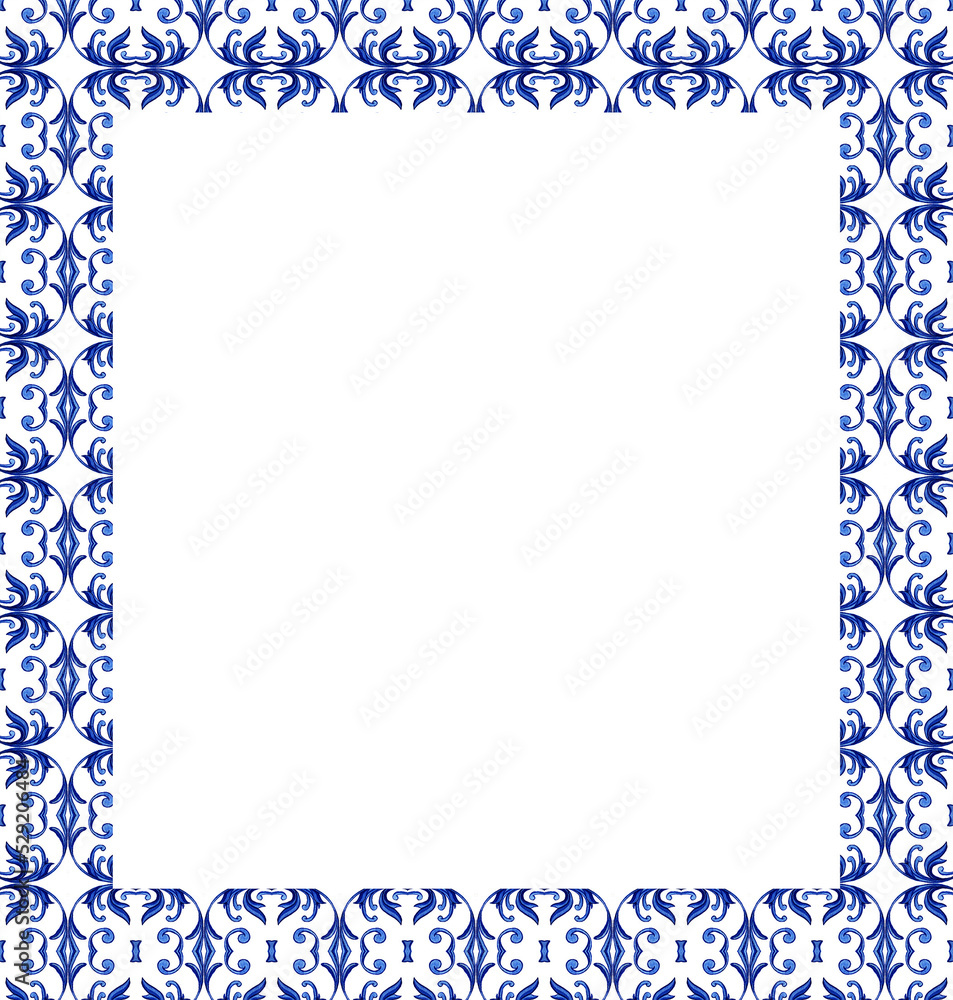 Rectangle Portuguese Azulejos Tile Frame Border Rectangle Portuguese Azulejos Tile Frame Border