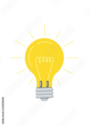 Light bulb vector icon. Flat design electric glass lamp illustration isolated on white background. 