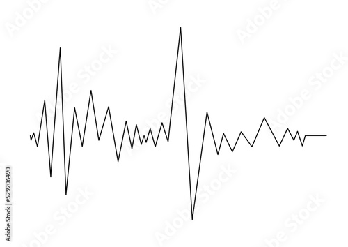 Earthquake seismogram or music volume beat wave signal. Seismograph vibration or magnitude recording chart. Polygraph lie test detector diagram record. Vector illustration.