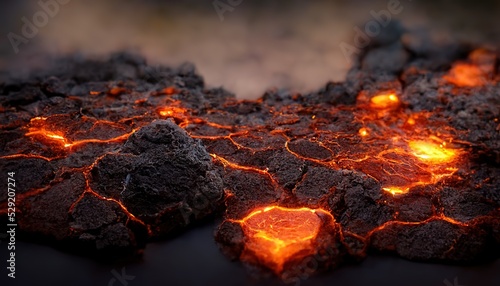 Fotografia, Obraz Raster illustration of fracture of the earths crust after a volcanic eruption