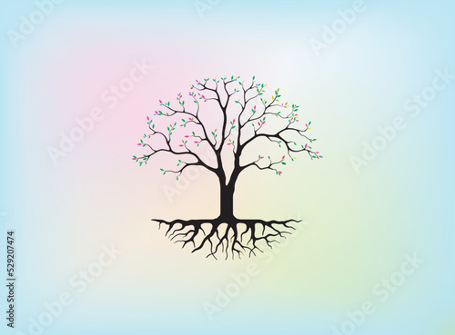 blooming colorful leaves  tree, nature decoration art, useful for wall art and print