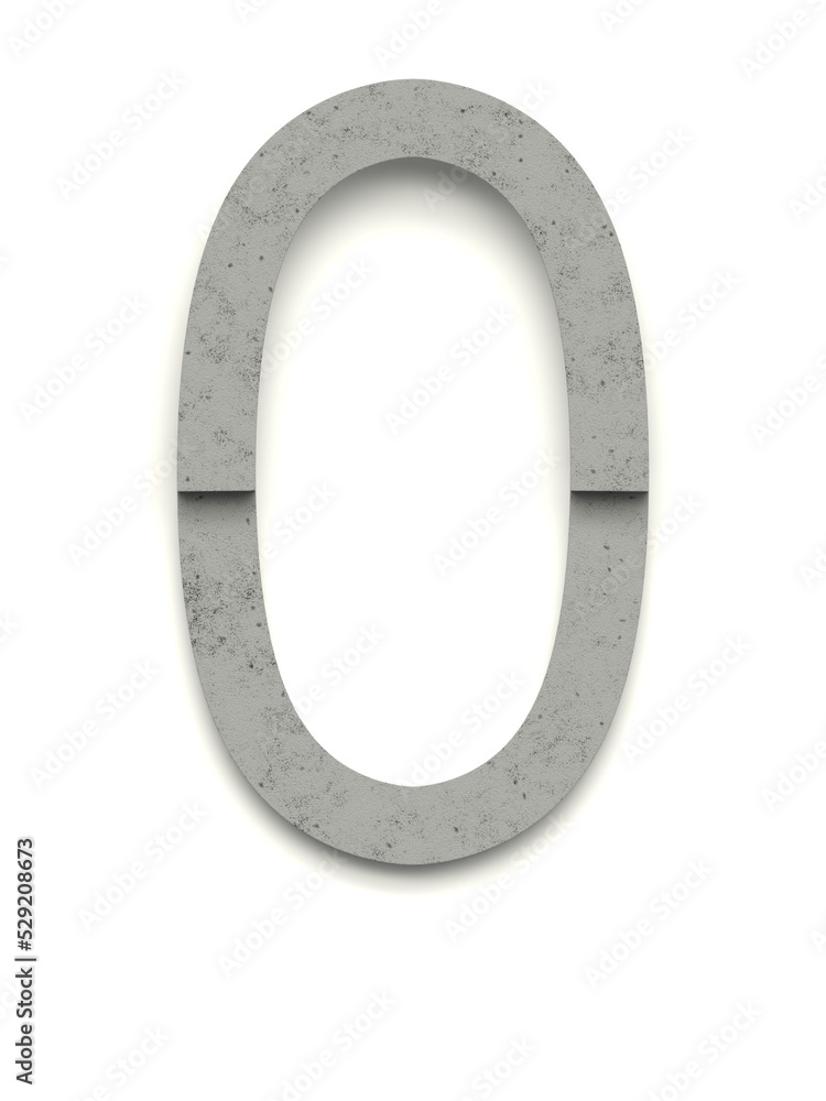 Letter O made of several separate cement pieces lying on top of each other with 3D effect and shadows on white background, 3d rendering Letter O made of several separate cement pieces lying on top of each other with 3D effect and shadows on white background, 3d rendering