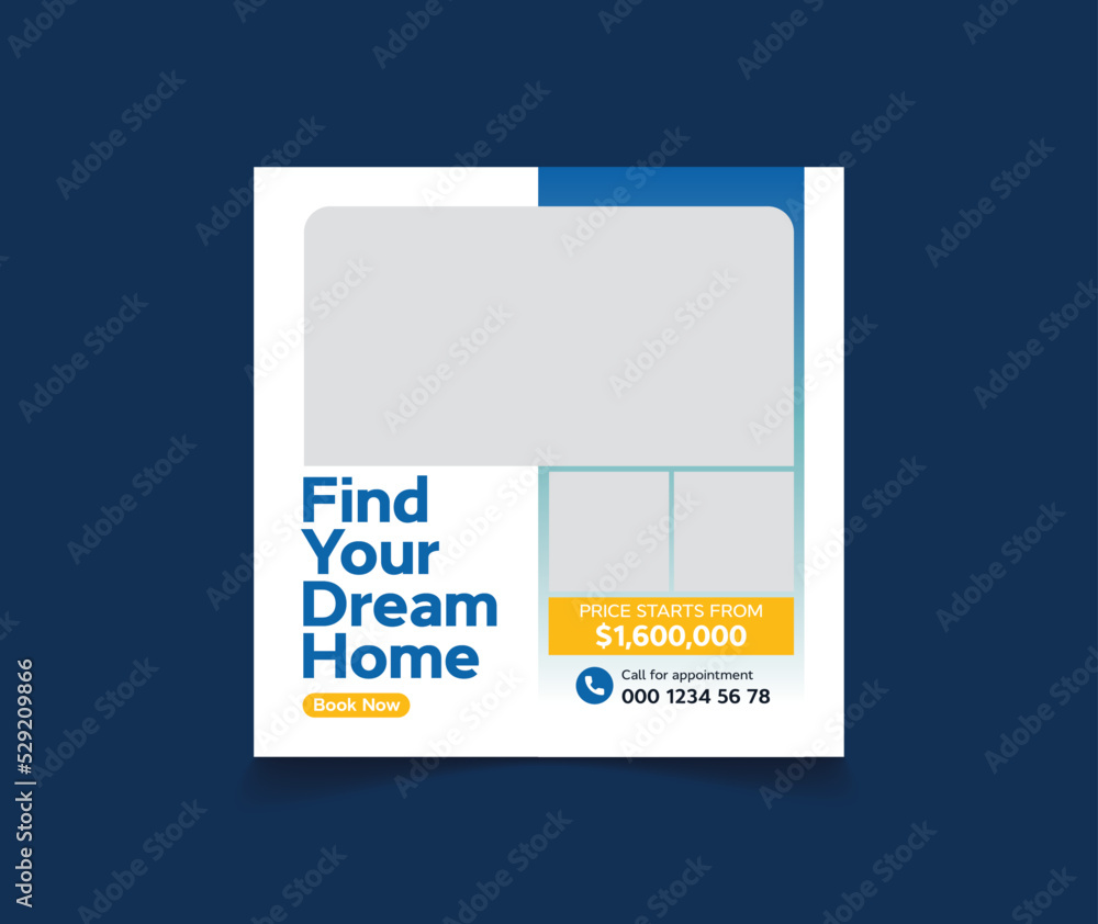 Fototapeta premium Real estate house property instagram post or social media banner template
