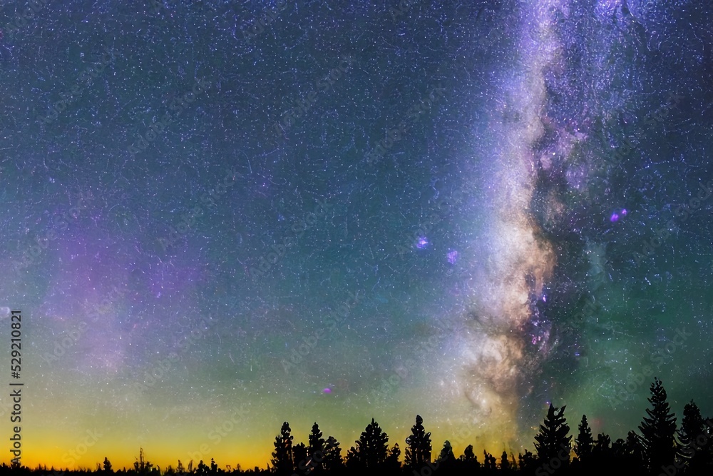 Fototapeta premium 針葉樹と天の川