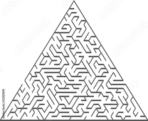 Vector texture with a gray triangular 3D maze, game.
