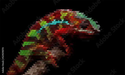 Chameleon mosaic on black background