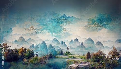 Obraz na plátně Watercolor mountain background