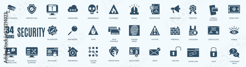 Cyber Security solid icon set. Vector graphic glyph style pictogram package isolated on white background. Protection symbols.
