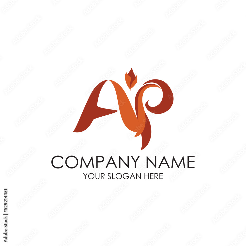 flame iconic simple initial fire logo premium red