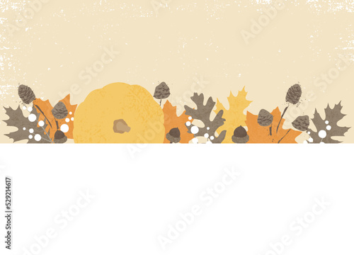 An abstract arrangement of fall pumpkin and nature, in a cut paper style with textures  © MLWilson