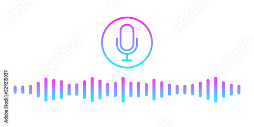Voice message icon. Voice messaging correspondence. Voice messages colorful icon with sound wave and microphone.  flat cartoon illustration for websites, podcasts and banners design
