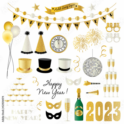 2023 New Years Eve clipart vector illustrations