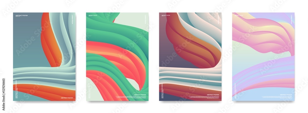 A set of abstract, dynamic 3d backgrounds. Vector.
