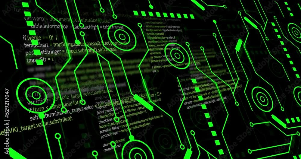 Animation of data processing on black background Animation of data processing on black background