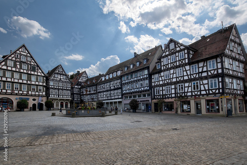 Schorndorf  Germany  old city and market place with half-timbered old houses. Schorndorf is a small Swabian town with a historic town centre and many idyllic half-timbered houses. 