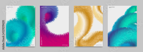 A set of abstract backgrounds with a fluffy, colorful gradient. Vector.