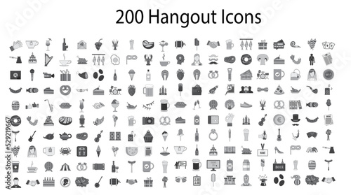 200 hangout firm icons set in flat style for any design vector illustration