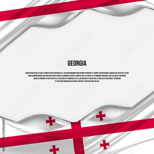 Georgia flag design. Waving Georgian flag made of satin or silk fabric. Vector Illustration.